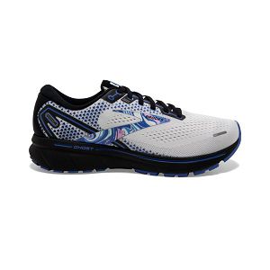 Brooks Ghost 14 Road Running Shoes - Mens, White/Black/Blue | IE-BCU714305